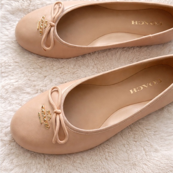 Coach Alina Nude Leather Ballet Flats NEW Classic Quiet Luxury Size 9.5